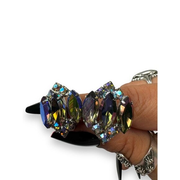 Vintage Peacock Crystal Clip-On Earrings - Picture 7 of 7